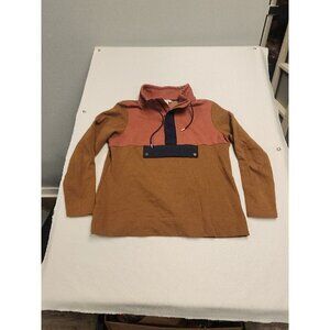 L.L.Bean Signature Women Brown Sweatshirt Large  Zipperneck Front Pouch